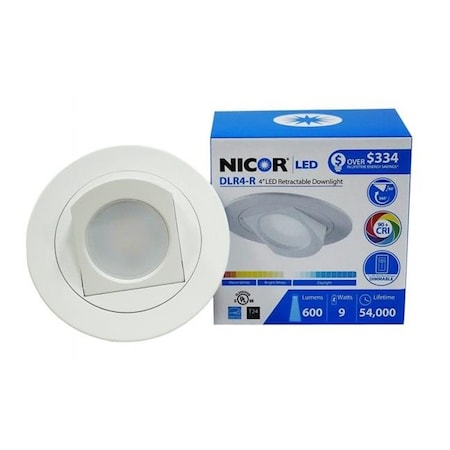 Nicor Lighting NICOR Lighting DLR4-R-10-120-3K-WH 4 in. LED Recessed Retrofit Adjustable Retractable Downlight; White - 3000K DLR4-R-10-120-3K-WH